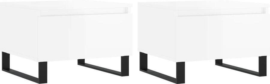 The Living Store Salontafel Bijzettafel met lade Bewerkt hout Stevig tafelblad Metalen poten Salontafel Bijzettafel Houten Tafel Witte Tafel Design Tafel