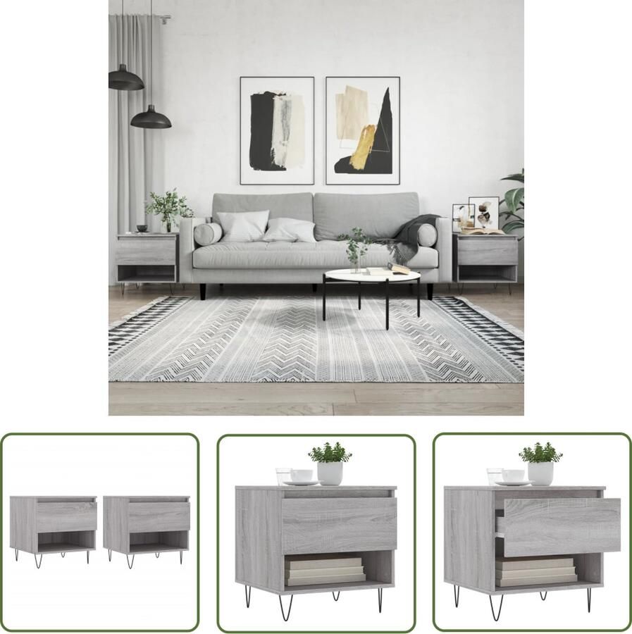 The Living Store Salontafel Grijs Sonoma Eiken 50 x 46 x 50 cm Duurzaam materiaal Salontafel Bijzettafel Houten Salontafel Grijze Salontafel VidaXL Salontafel