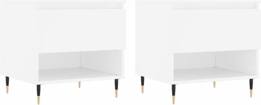 The Living Store Salontafel Wit 50 x 46 x 50 cm Bewerkt hout en metaal Salontafel Bijzettafel Houten Salontafel Witte Salontafel Design Salontafel