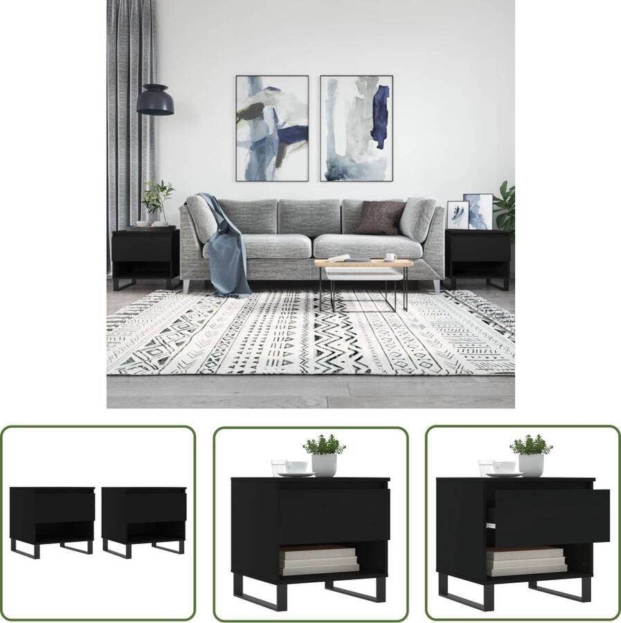 The Living Store Salontafels Trendy Bijzettafel 50 x 46 x 50 cm Zwart Salontafel Bijzettafel Houten Salontafel Zwarte Salontafel Design Salontafel