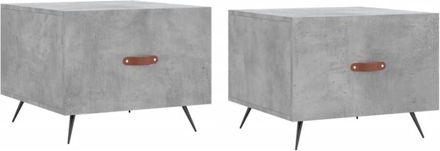 The Living Store Salontafels Betongrijs 50 x 50 x 40 cm Bewerkt hout en ijzer Salontafel Bijzettafel Houten Salontafel Beton Grijze Salontafel Salontafeltje - Foto 2