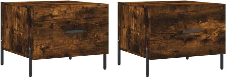 The Living Store Salontafels Gerookt Eiken 50 x 50 x 40 cm Lade en Stevig Tafelblad Salontafel Bijzettafel Houten Salontafel Gerookt Eiken Meubilair Salontafeltje