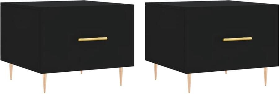 The Living Store Salontafels Trendy Bijzettafel met lade 50x50x40 cm Zwart Hout en ijzer Salontafel Bijzettafel Houten Salontafel Zwarte Salontafel Salontafeltje - Foto 2