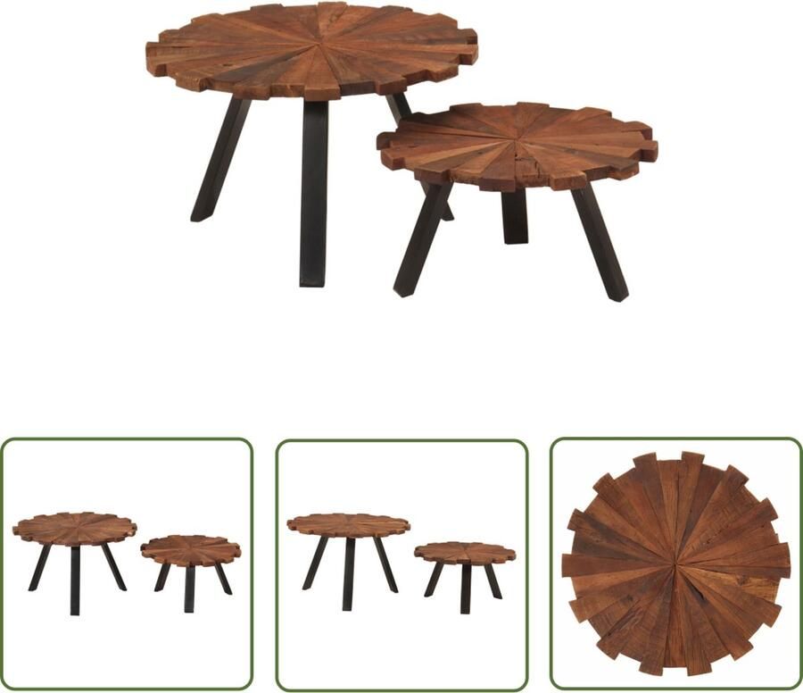 The Living Store Salontafel Hout Gerecycled Massief Ruim tafelblad IJzeren poten Salontafel Bijzettafel Houten Salontafel Vintage Salontafel Industriële Salontafel