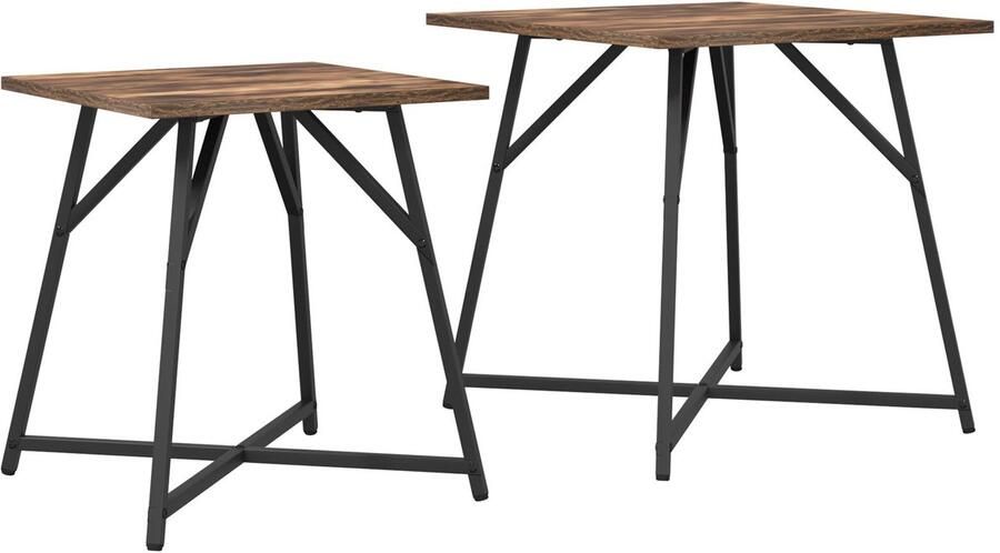 VidaXL Bijzettafelset 2 pcs Gerookt eiken en zwart 50 x 50 x 50 cm