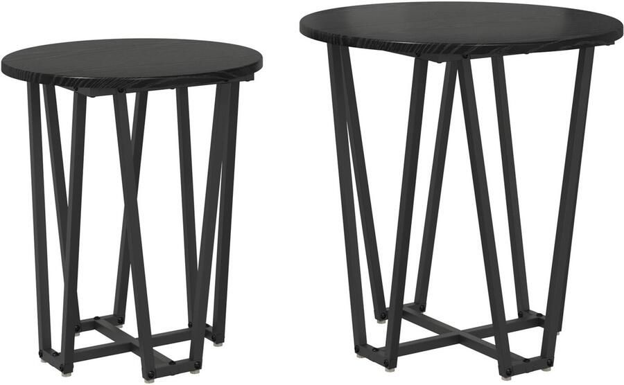 VidaXL Bijzettafels Zwart Eiken Gefabriceerd Hout Metaal Gemiddeld - Foto 2