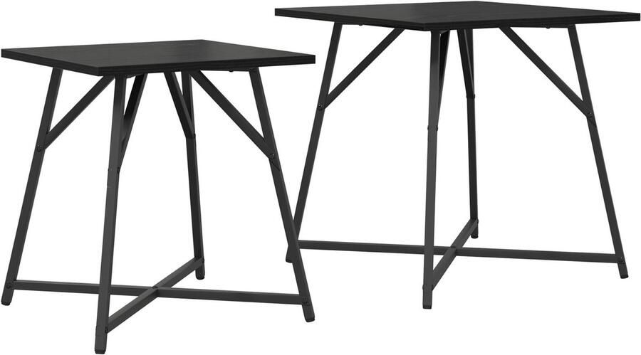 VidaXL Bijzettafelset 2 pcs Zwart eiken 50 x 50 x 50 cm - Foto 2