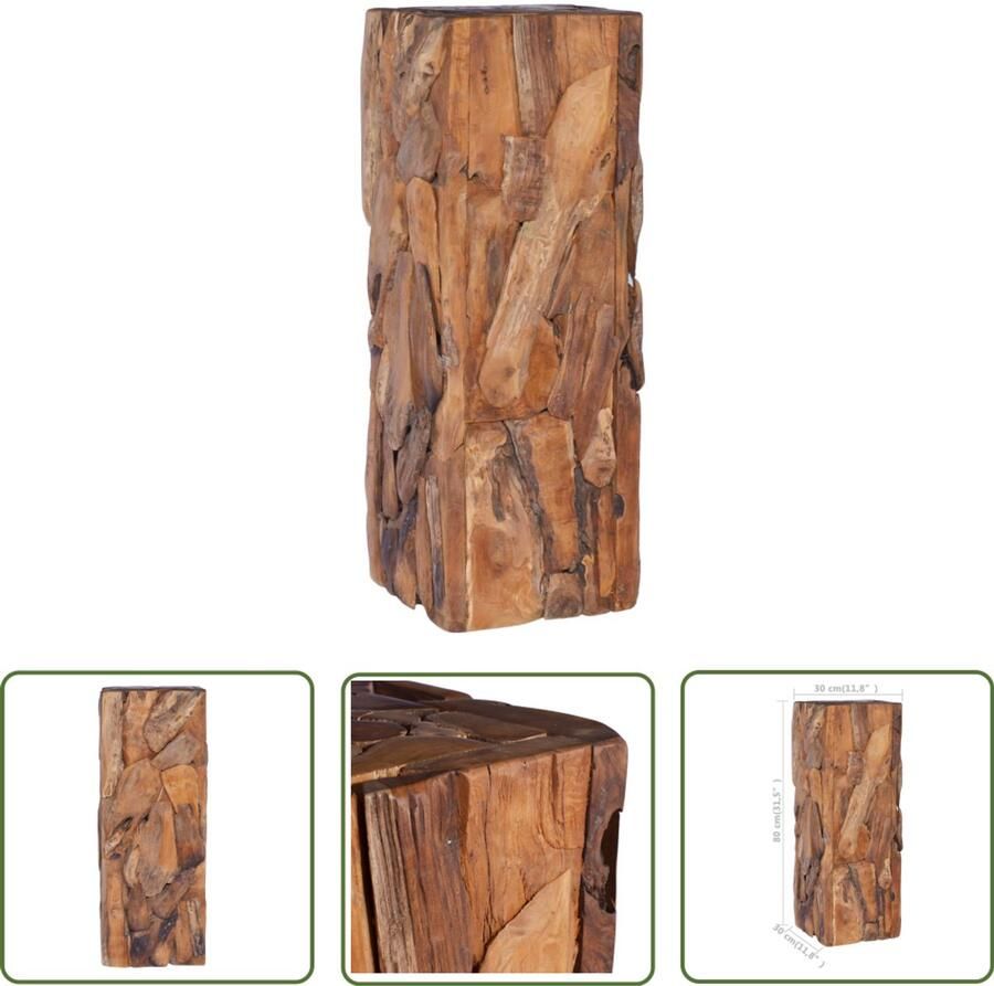 VidaXL Bijzettafel Teakhout 30x30x80 cm Bijzettafel Teakwood Meubels Vintage Stijl Handmade Furniture Retro Interieur Kamermeubilair Living Room Decor Sidetable Wooden Furniture Design Meubelen - Foto 2