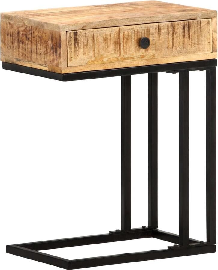VidaXL Bijzettafel U-vormig 45x30x61 cm Mangohout Bijzettafel Mangohout Salontafel Woonaccessoires Industrieel Design U Vorm Bruine Kleur - Foto 2