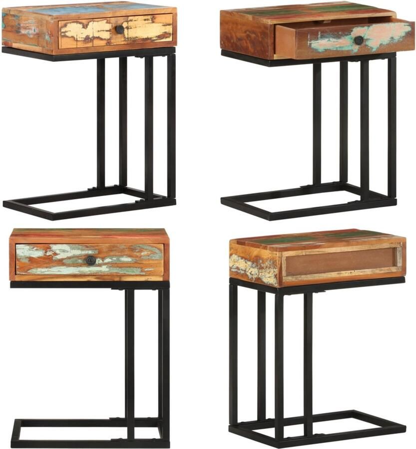 VidaXL Bijzettafel U-vormig 45x30x61 cm massief gerecycled hout Bijzettafel Bijzettafels Bijzettafeltje Bijzettafeltjes