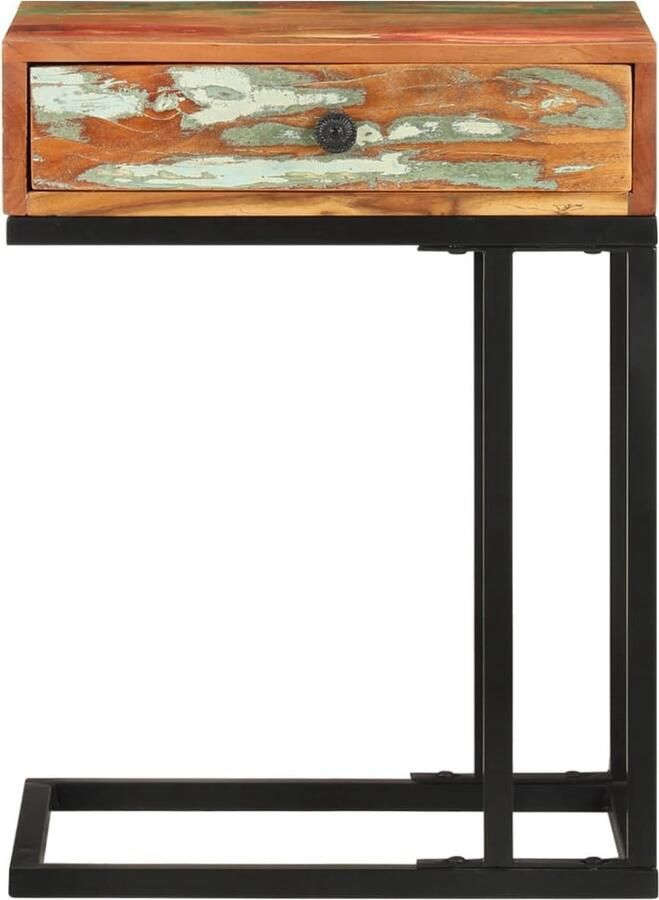 VidaXL -Bijzettafel-U-vormig-45x30x61-cm-massief-gerecycled-hout - Foto 4