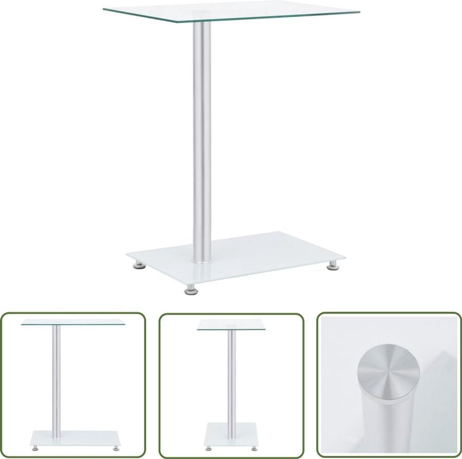VidaXL Bijzettafel U-vormig Gehard Glas Transparant Bijzettafel Tafel Modern Design Transparant Glas Roestvaststaal Woonaccessoires Livingroom Decor Kleine Tafel Sidetable - Foto 2