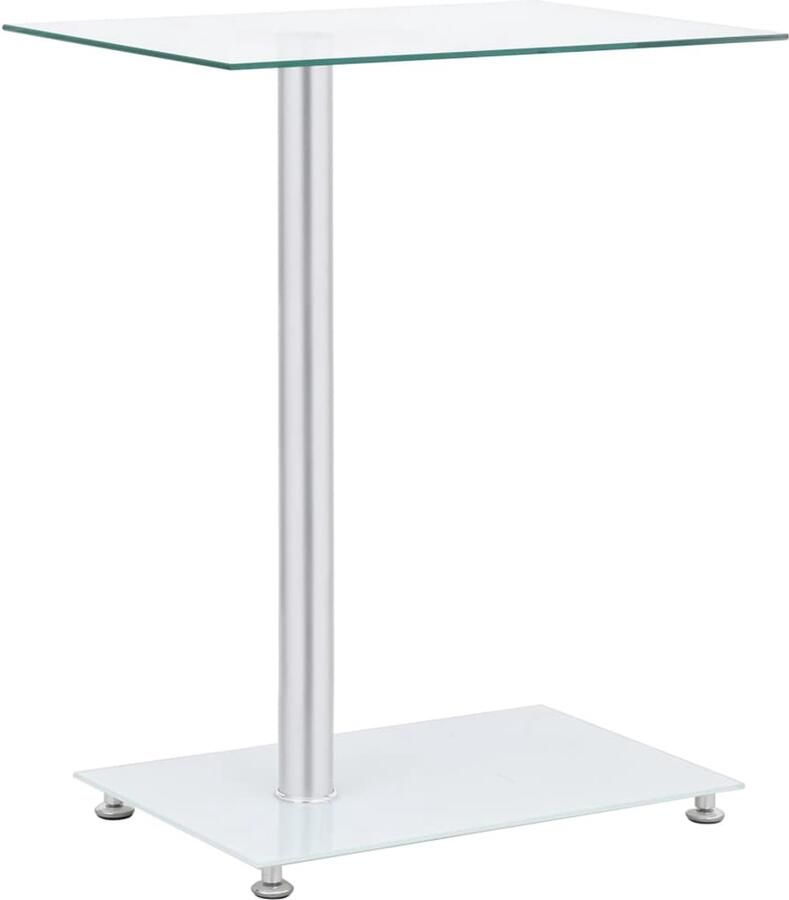 VidaXL Bijzettafel U-vormig Gehard Glas Transparant Bijzettafel Tafel Modern Design Transparant Glas Roestvaststaal Woonaccessoires Livingroom Decor Kleine Tafel Sidetable
