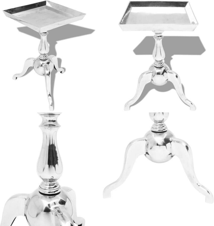 VidaXL Bijzettafel vierkant aluminium zilver Bijzettafel Bijzettafels Salontafel Salontafels
