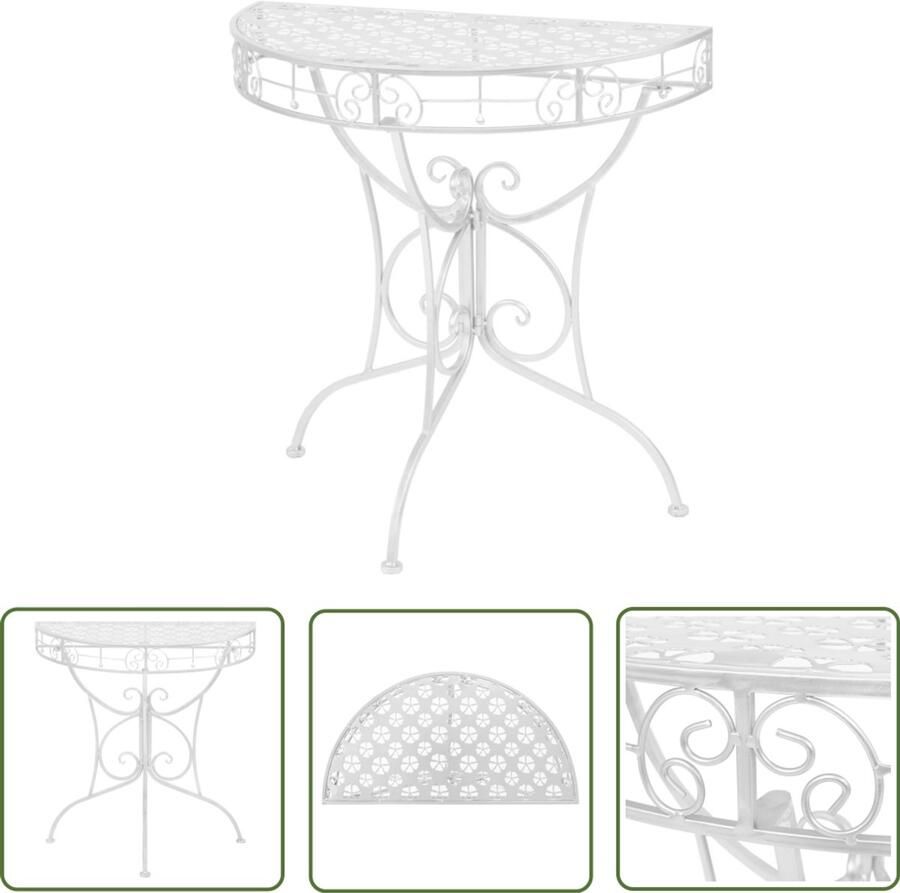 VidaXL Bijzettafel Vintage Stijl Halfrond Zilver Bijzettafel Salontafel Vintage Halfrond Metaal Zilver