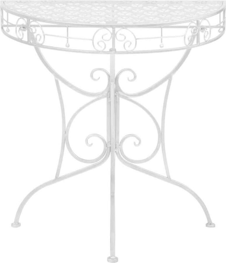 VidaXL Bijzettafel Vintage Stijl Halfrond Zilver Bijzettafel Salontafel Vintage Halfrond Metaal Zilver - Foto 2