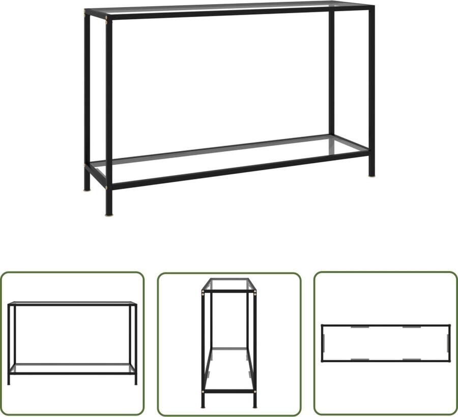The Living Store Wandtafel X Transparant Zwart 120 x 35 x 75 cm Gehard glas staal Wandtafel Bijzettafel Salontafel Modern Transparant - Foto 2