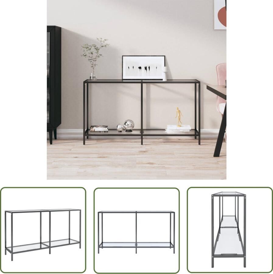 The Living Store Wandtafel Modern 140x35x75.5cm Transparant Gehard Glas en Gepoedercoat Staal Montage vereist Wandtafel Bijzettafel Modern Minimalistisch Transparent - Foto 2
