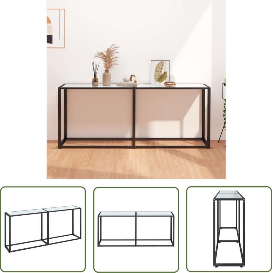 The Living Store Wandtafel 180x35x75 5 cm gehard glas witmarmerkleurig Wandtafel Bijzettafel Salontafel Witte Tafel Marmereffect