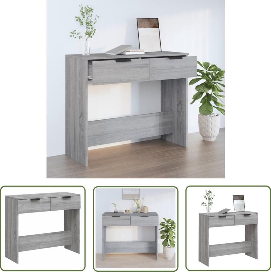 The Living Store Wandtafel veelzijdig ontwerp meubel Afmeting- 90 x 36 x 75 cm Kleur- grijs sonoma eiken Materiaal- bewerkt hout Wandtafel Bijzettafel Houten Tafel Grijze Tafel Sonoma Eiken - Foto 2
