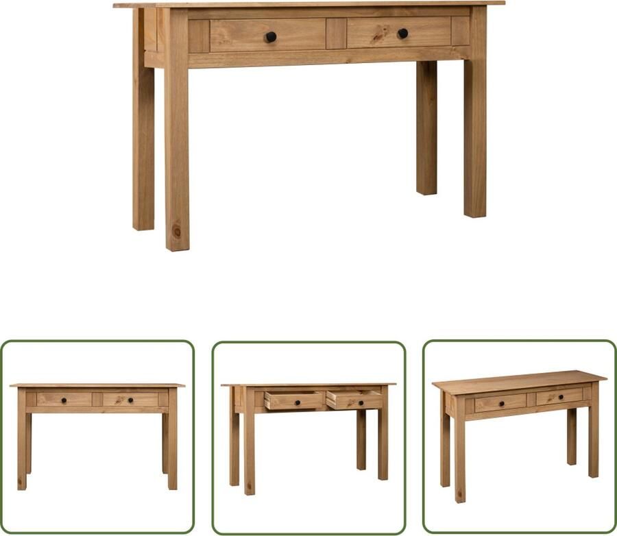 The Living Store Houten Wandtafel 110 x 40 x 72 cm Massief grenenhout met 2 lades Wandtafel Bijzettafel Eindtafel Grenoblenhout Houten Tafel - Foto 2