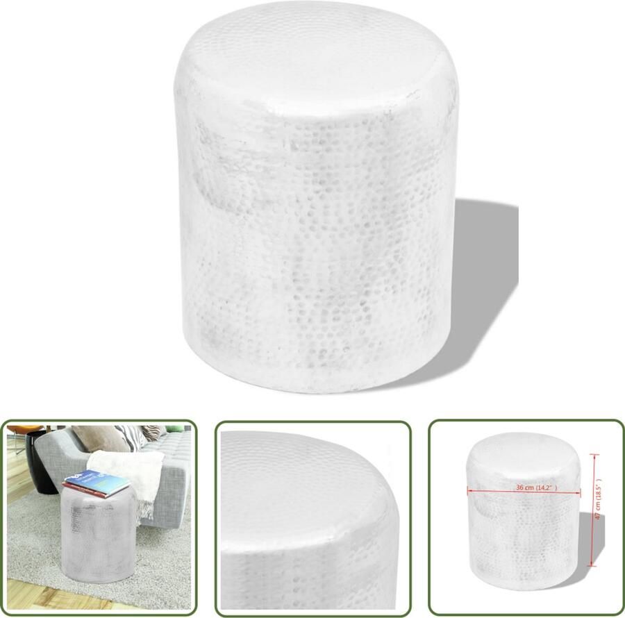 VidaXL -Krukje bijzettafeltje-gehamerd-aluminium-zilverkleurig
