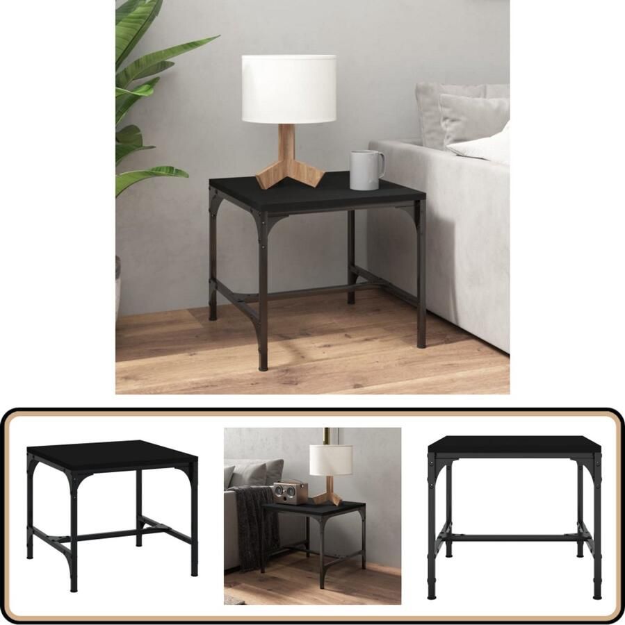 VidaXL Bijzettafel Zwart 40x40x35 cm Bewerkt Hout Bijzettafel Industrieel Design Zwarte Bijzet Tafels Houten Bijzettafels Kleine Bijzettafels Salontafels Living Meubilair Stoere Bijzettafel Moderne Bijzettafel