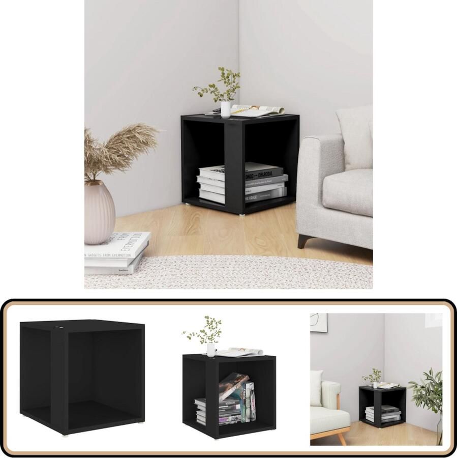 VidaXL Bijzettafel Zwart Bewerkt Hout 33x33x34 5 cm Hoektafel Bijzettafel Zwarte Tafel Houten Tafel Spaanplaat Klein Meubilair Decoratieve Tafel Opbergruimte Multifunctioneel Modern Design Livingroom Furniture