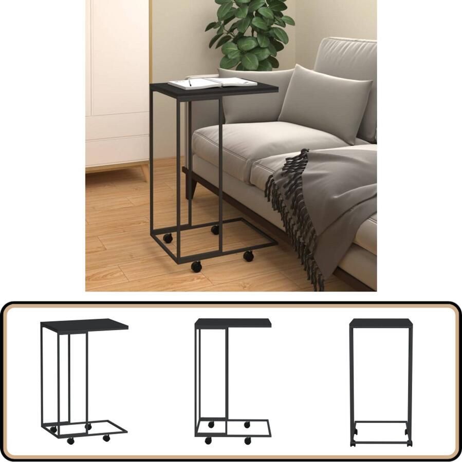 VidaXL Bijzettafel Zwart Bewerkt hout 40x30x63 5 cm Bijzettafel C Vormige Tafel Zwarte Bijzettafel Houten Bijzettafel Salontafel Kleine Tafel Woontrends Industrieel Meubilair Living Accessoires