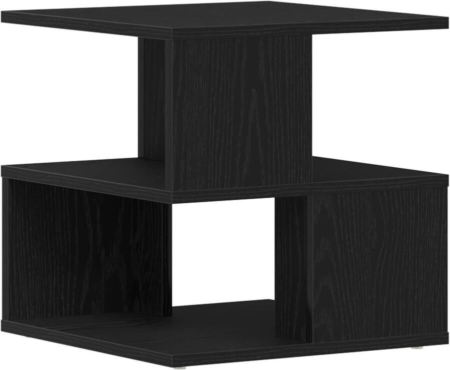 VidaXL Bijzettafel Zwart eiken Massief eikenhout 40x40x40 cm Opslag - Foto 2