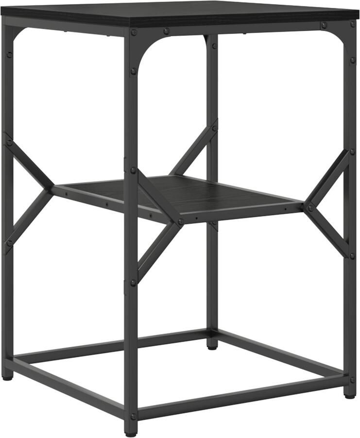 VidaXL Zwart eiken MDF Metaal Compact Nachtkastje Vierkant Modern