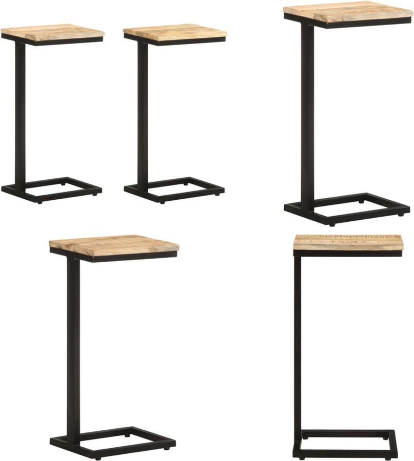 VidaXL Bijzettafels 2 st 31 5x24 5x64 5 cm ruw mangohout Bijzettafel Bijzettafels Houten Bijzettafel Houten Bijzettafels