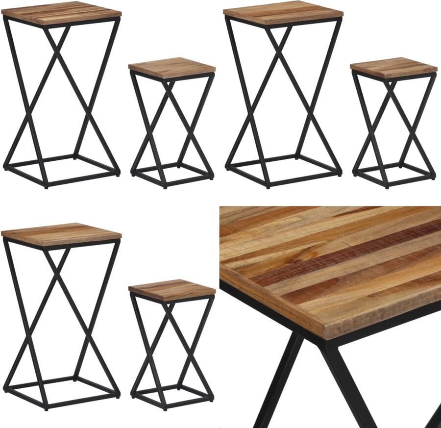 VidaXL Bijzettafels 2 st massief gerecycled teakhout Bijzettafel Bijzettafels Salontafel Tafel