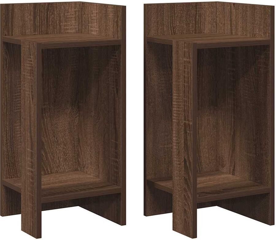 VidaXL Bijzettafels Set van 2 Bruin Eiken 60 cm Bijzettafels Salontafels Houten Meubilair Woonaccessoires Modern Interieur Multifunctioneel Meubel Opbergruimte Compact Design Easy Assembly Bruin Eiken Kleur