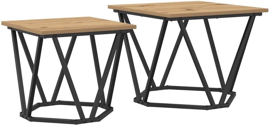 VidaXL Bijzettafelset 2 pcs artisanaal eikenkleurig 50 x 50 x 40 cm