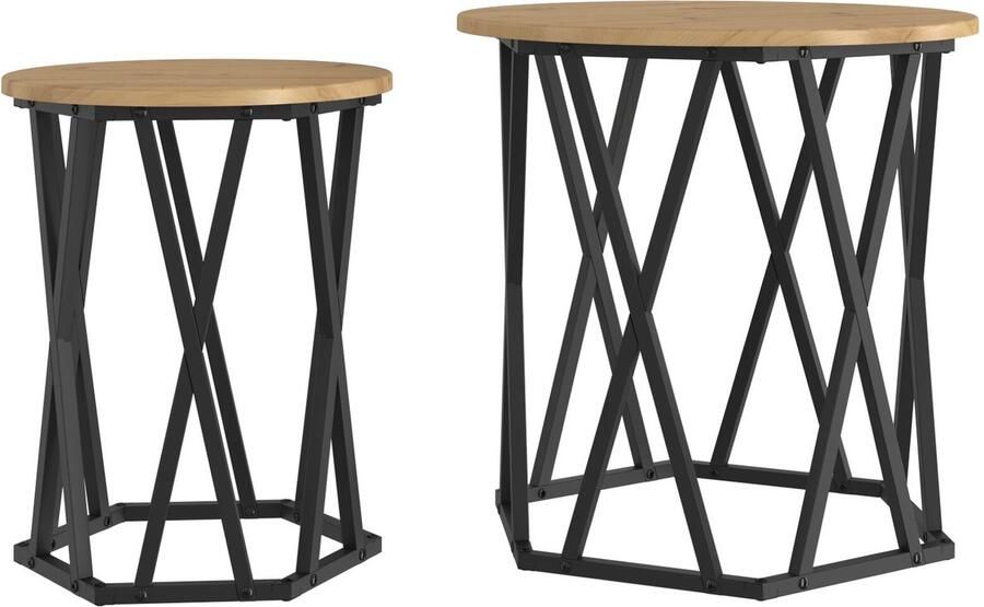 VidaXL Salontafel 2 pcs artisanaal eikenkleurig 50 x 50 x 50 cm - Foto 2