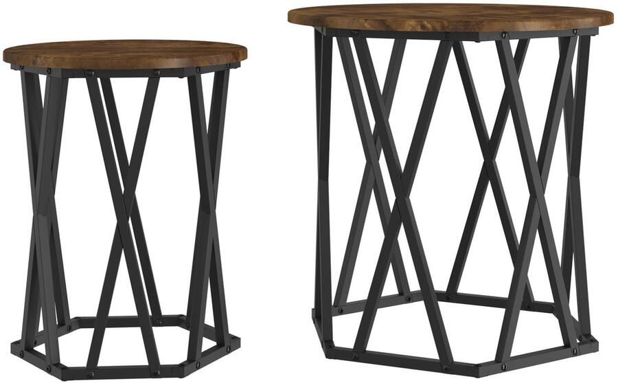 VidaXL Gerookt Eiken Massief Hout Middelgroot Salontafel Rond Modern - Foto 2