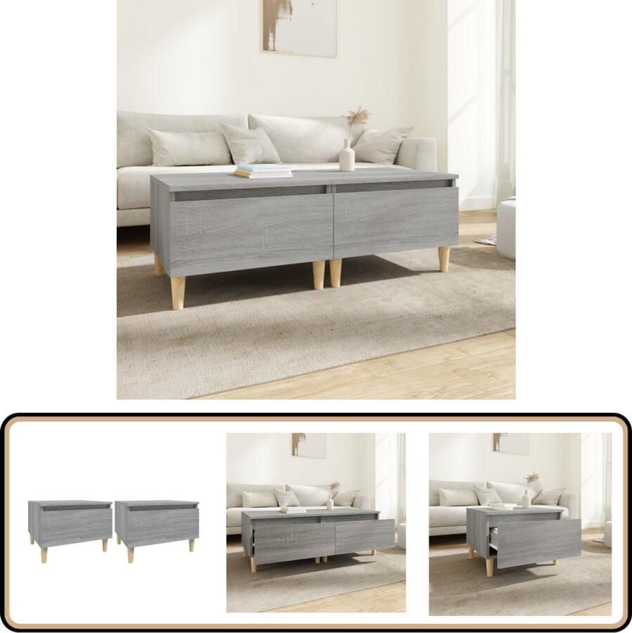 VidaXL Bijzettafels 2 stuks Grijs Sonoma Eiken Bijzettafels Scandinavisch Design Grijze Meubels Houten Tafels Woonaccessoires Livingroom Furniture Interieurdecoratie