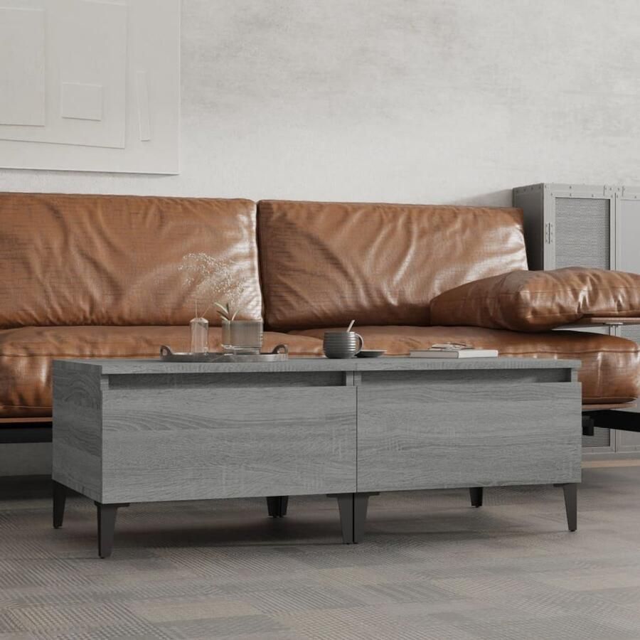 VidaXL Bijzettafels 2 stuks Grijs Sonoma Eiken Industriele Meubels Bijzet Tafels Salontafels Houten Tafel Grijze Tafel