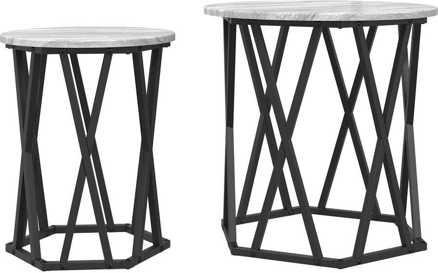 VidaXL Grijs sonoma Metalen frame hout bovenblad Medium Salontafel - Foto 2