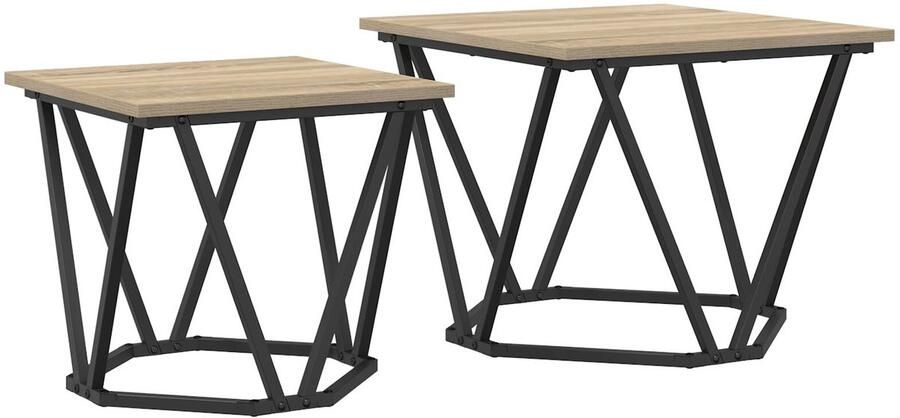 VidaXL Bijzettafels 2 stuks Sonoma Eiken Engineered Hout - Foto 2