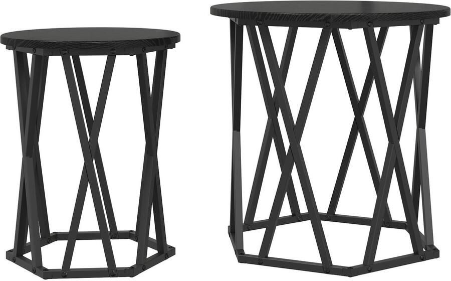 VidaXL Zwart eiken Hout en Metaal Medium Duurzaam Salontafel - Foto 2