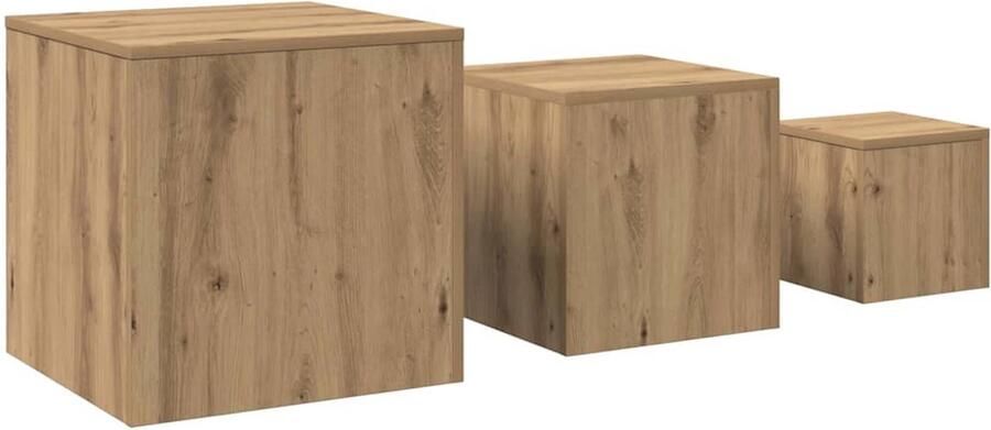 VidaXL Bijzettafels 3 st bewerkt hout artisanaal eikenkleur