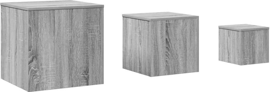 VidaXL -Bijzettafels-3-st-bewerkt-hout-grijs-sonoma-eikenkleurig - Foto 2