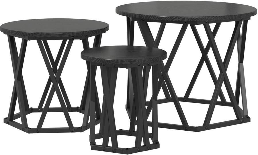 VidaXL Salontafel Zwart eiken Bewerkt Hout 53 x 53 x 40 cm Salontafel