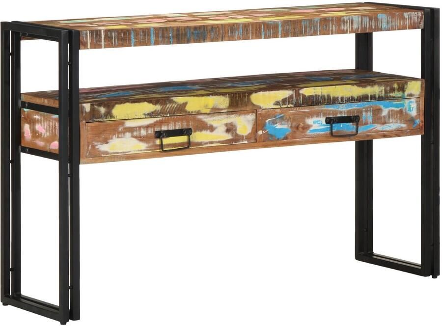 VidaXL Bijzettafels Meerkleurig 120x33x75 cm Massief Gerecycled Hout en Metaal