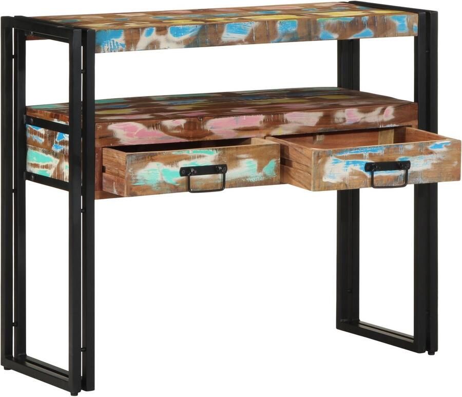 VidaXL Bijzettafels Meerkleurig 90x33x75 cm Massief Gerecycled Hout & Metaal