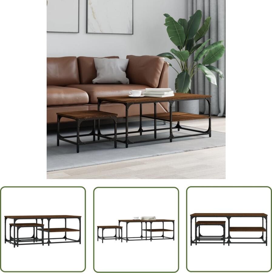 The Living Store Salontafelset In elkaar passend Hout Verschillende maten Multifunctioneel Sterk tafelblad Salontafel Set Bijzettafels Houten Salontafel Multifunctionele Salontafel Nestkasten