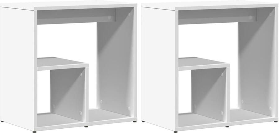 VidaXL Salontafel Bijzet Tafels Bijzettafels 2 st 50x30x50 cm bewerkt hout wit Houten Bijzettafel Witte Bijzettafel Kleine Bijzettafel