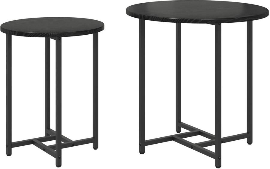 VidaXL Bijzettafels Zwart eiken Metaal Houtfineer Middelgroot Duurzaam - Foto 2